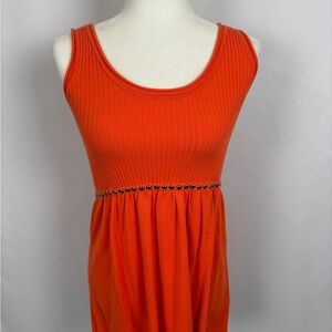 Tracy M Ribbed Orange Babydoll Sleeveless Top Sz Small